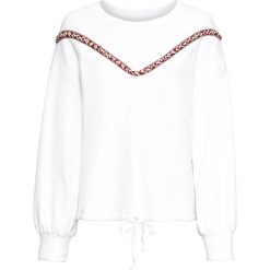 Bluza z bordiurą bonprix biały. Bluzy damskie bonprix. Za 49.99 zł.