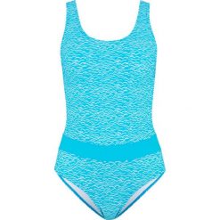 Kostium kąpielowy bonprix turkusowo-biały. Niebieskie kostiumy jednoczęściowe damskie bonprix. Za 59.99 zł.