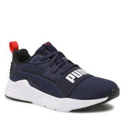 Sneakersy Puma. Niebieskie półbuty chłopięce Puma, bez wzorów, bez zapięcia. Za 209.99 zł.