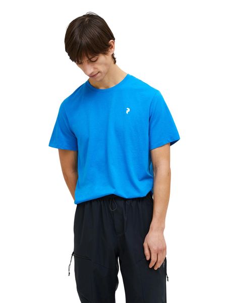 Koszulka Peak Performance męska Explore Graphic Tee niebieska - S. Niebieskie koszulki sportowe męskie Peak Performance, l, bez wzorów, z bawełny, bez kołnierzyka, bez ramiączek, na fitness i siłownię. Za 189.00 zł.