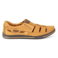 Polbut Buty męskie ażurowe 06 na lato rude pomarańczowe. Brązowe półbuty na co dzień męskie na lato, ze skóry, biznesowe, bez zapięcia. Za 319.69 zł.