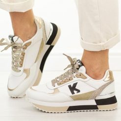 Białe skórzane sneakersy damskie Kobbo 100102. Białe obuwie sportowe damskie Kobbo, bez wzorów, z jeansu, trekkingowe. Za 259.00 zł.