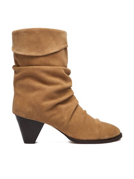 Badura Botki EO-APRIL-25FW218 Beżowy. Brązowe botki damskie Badura, ze skóry, bez obcasa, na słupku, bez zapięcia. Za 459.99 zł.