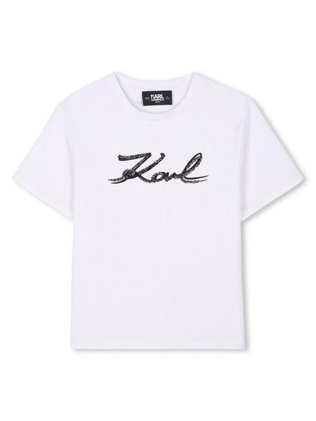Karl Lagerfeld Kids T-Shirt Z30485 D Biały Regular Fit. Białe t-shirty i topy dla dziewczynek Karl Lagerfeld Kids, bez wzorów, z bawełny, bez ramiączek. Za 179.99 zł.