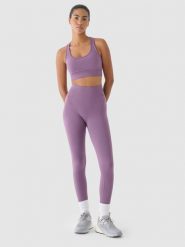 4F Legginsy treningowe bezszwowe z wysokim stanem damskie - fioletowe XS/S. Fioletowe legginsy damskie 4f, s, bez wzorów, z dzianiny, z podwyższonym stanem, na fitness i siłownię. W wyprzedaży za 79.99 zł.