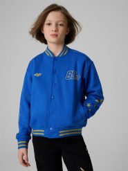 4F Bluza bomberka dziecięca 4F x Bartosz Zmarzlik - niebieska 134/140 (8-10 lat). Niebieskie bluzy dla chłopców 4f, bez wzorów, z dzianiny, bez ramiączek, bez kaptura. Za 189.99 zł.