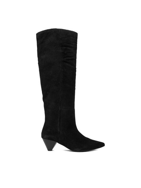 Badura Kozaki EO-APRIL-123433 Czarny. Czarne kozaki damskie Badura, ze skóry, bez obcasa, na słupku. Za 649.99 zł.