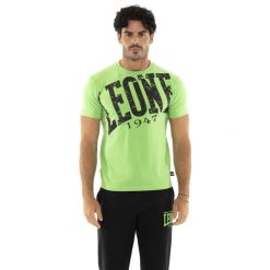 Leone 1947 Apparel, męska koszulka z dużym logo w stylu vintage. Wyrazisty styl. Zielone buty sportowe męskie LEONE 1947 APPAREL, m, bez wzorów, z bawełny, bez kołnierzyka, bez ramiączek, na fitness i siłownię. W wyprzedaży za 82.10 zł.