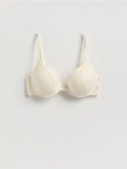 Koronkowy biustonosz push up - złamana biel. Biustonosze Reserved, bez wzorów, z dzianiny. Za 69.99 zł.
