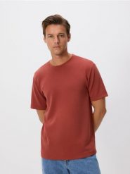 T-shirt regular z modalem - miedziany. Brązowe t-shirty męskie Reserved, l, bez wzorów, z dzianiny, bez kołnierzyka. Za 89.99 zł.