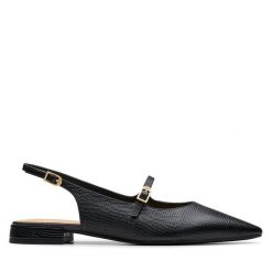 Baleriny Clarks. Czarne baleriny damskie Clarks, bez wzorów, bez obcasa. Za 299.99 zł.