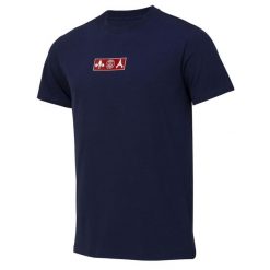 Koszulka męska PSG. Niebieskie koszulki sportowe męskie PARIS SAINT GERMAIN, m, z aplikacjami, z gumy, bez kołnierzyka, bez ramiączek, do piłki nożnej. Za 159.99 zł.