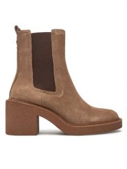 Pepe Jeans Sztyblety PLS50522 Brązowy. Brązowe botki damskie Pepe Jeans, z jeansu, bez obcasa, na słupku, bez zapięcia. Za 539.99 zł.