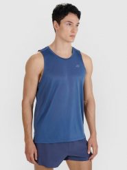 4F Tank top do biegania regular szybkoschnący męski - granatowy M. Niebieskie koszulki sportowe męskie 4f, m, bez wzorów, z dzianiny, klasyczne, bez kołnierzyka. W wyprzedaży za 99.99 zł.