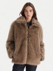 Liu Jo Futro MF5232 E1095 Brązowy Regular Fit. Brązowe płaszcze damskie Liu Jo, bez wzorów, z futra, bez kaptura. Za 1,349.00 zł.