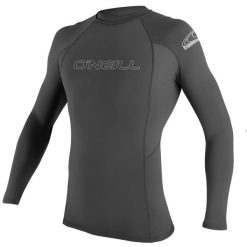Lycra męska O'Neill Basic Skins L/S z długim rękawem. Szare koszulki sportowe męskie O'Neill, l, bez wzorów, z lycry, bez kołnierzyka, bez ramiączek. Za 178.00 zł.