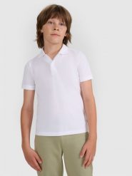 4F Koszulka polo regular chłopięca - biała 158 (12-13 lat). Białe t-shirty dla chłopców 4f, bez wzorów, ze splotem, bez ramiączek. Za 49.99 zł.