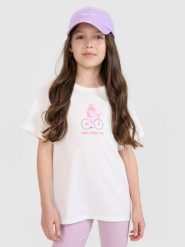 4F T-shirt regular z nadrukiem dziewczęcy - biały 122 (6-7 lat). Białe t-shirty i topy dla dziewczynek 4f, bez wzorów, z bawełny, bez ramiączek. W wyprzedaży za 29.99 zł.