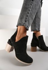 Czarne Botki Pirelous. Czarne botki damskie Renee, z jeansu, boho, za kostkę, bez obcasa, na obcasie, bez zapięcia. Za 59.99 zł.