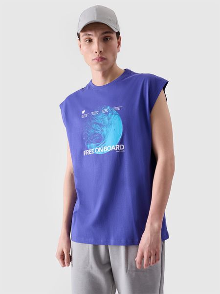 Чоловіча майка tank top oversize з принтом - фіолетовий. T-shirty męskie 4f, l, bez wzorów, z jersey, bez kołnierzyka. W wyprzedaży za 329.90 zł.