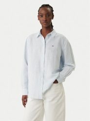 Tommy Jeans Koszula DW0DW22209 Błękitny Relaxed Fit. Niebieskie bluzki damskie Tommy Jeans, xxs, bez wzorów, z jeansu, bez kołnierzyka, bez ramiączek. Za 409.99 zł.