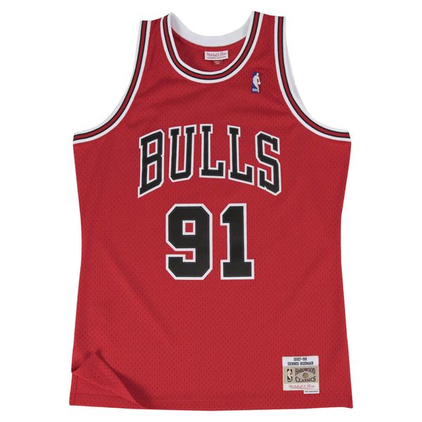 Koszulka NBA Chicago Bulls Dennis Rodman. Czarne koszulki sportowe męskie Mitchell & Ness, l, bez wzorów, z jersey, bez kołnierzyka, bez ramiączek, do koszykówki. Za 464.00 zł.