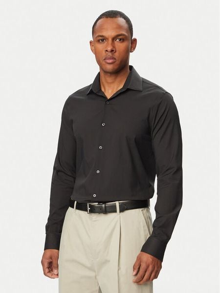Calvin Klein Koszula LV019EU092 Czarny Slim Fit. Czarne koszule męskie Calvin Klein, m, bez wzorów, z syntetyku, biznesowe, bez kołnierzyka, bez ramiączek. Za 409.99 zł.