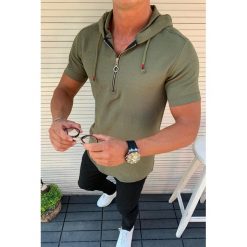 Męska koszulka DENZEL KHAKI. Brązowe bluzy męskie Męska koszulka DENZEL KHAKI, l, bez wzorów, bez kaptura. W wyprzedaży za 79.00 zł.