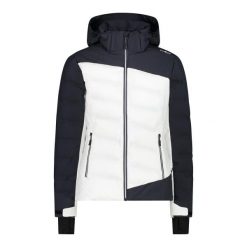 Kurtka damska narciarska CMP 34W4596. Białe kurtki damskie CMP, na zimę, xs, bez wzorów, bez kaptura. W wyprzedaży za 778.60 zł.