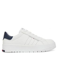 Sneakersy Tommy Hilfiger. Białe trampki i tenisówki chłopięce Tommy Hilfiger, bez wzorów, bez zapięcia. Za 219.99 zł.