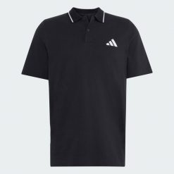 Koszulka polo Essentials 3-Stripes Pique. Białe koszulki polo męskie Adidas, l, bez wzorów, z bawełny, klasyczne, bez ramiączek. Za 179.00 zł.