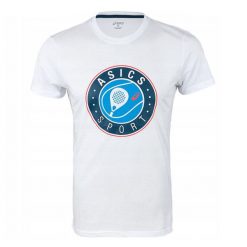 T-shirt męski sportowy Asics PADEL SS GRAPHIC TEE. Białe t-shirty męskie Asics, m, bez wzorów, sportowe, bez kołnierzyka. W wyprzedaży za 45.00 zł.
