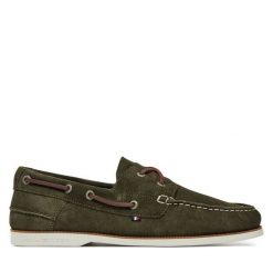 Półbuty Tommy Hilfiger. Zielone półbuty na co dzień męskie Tommy Hilfiger, bez zapięcia. Za 339.99 zł.