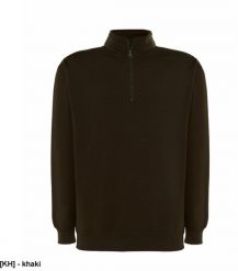 JHK SWRAZIP - Bluza dresowa z krótkim zamkiem - khaki L. Brązowe bluzy męskie JHK, l, bez wzorów, z dresówki, bez kaptura. Za 63.48 zł.