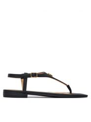 LAUREN RALPH LAUREN Sandały 802982881002 Czarny. Czarne sandały damskie Lauren Ralph Lauren, bez wzorów, ze skóry, bez obcasa, na płaskiej podeszwie, bez zapięcia. Za 629.99 zł.