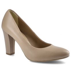 Beżowe Czółenka Espirito Damskie Eleganckie Obuwie. Brązowe czółenka damskie Espirito, bez wzorów, ze skóry, eleganckie, bez obcasa, bez zapięcia. Za 249.00 zł.