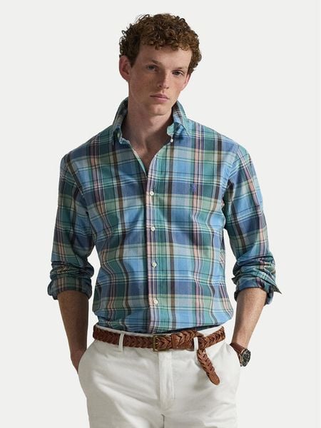 Polo Ralph Lauren Koszula 710P06020007 Niebieski Custom Fit. Niebieskie koszule męskie Polo Ralph Lauren, l, bez wzorów, z bawełny, bez kołnierzyka, bez ramiączek. Za 699.99 zł.