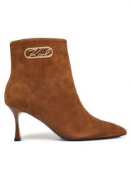 KARL LAGERFELD Botki Sienna KL32747 Brązowy. Brązowe botki damskie KARL LAGERFELD, ze skóry, bez obcasa, na szpilce, bez zapięcia. Za 964.99 zł.