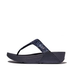 Sandały damskie FitFlop Lulu Crystal-Mix Toe-Post. Niebieskie klapki damskie FIT FLOP, bez wzorów, bez obcasa, bez zapięcia. Za 458.00 zł.