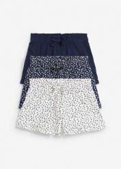 Szorty dżersejowe z czystej bawełny organicznej (3 szt.). Niebieskie spodenki dla dziewczynek bonprix, bez wzorów, z bawełny. Za 83.97 zł.