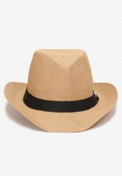 Beżowa Pleciony Kapelusz o Fasonie Fedory Cresesa. Brązowe czapki i kapelusze męskie Born2be, na lato, bez wzorów, eleganckie. Za 29.99 zł.