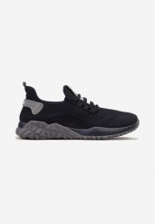 Granatowo-Szare Siateczkowe Buty Sportowe Typu Slip On z Ozdobnym Sznurowaniem Incarda. Niebieskie buty sportowe męskie Born2be, bez zapięcia, na fitness i siłownię. Za 64.99 zł.