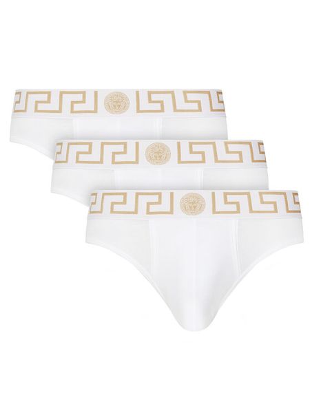 Versace Komplet slipów AU10327 Biały. Białe slipki męskie Versace, m, bez wzorów, z bawełny. Za 379.99 zł.