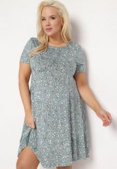 Zielona Sukienka Mini w Drobne Kwiatki z Elastycznej Wiskozy Megarra. Zielone sukienki damskie Born2be, l, bez wzorów, z wiskozy, bez kołnierzyka, plus size, bez ramiączek, mini. Za 59.99 zł.