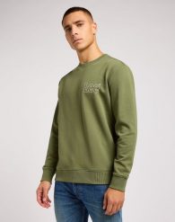 LEE WOBBLY SWS MĘSKA BLUZA BEZ KAPTURA LOGO OLIVE 112351278 L81M045022. Zielone bluzy męskie Lee, l, bez wzorów, bez kaptura. Za 129.99 zł.