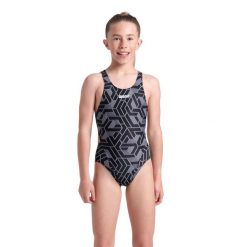Kostium kąpielowy dziewczęcy Arena Tech Solid Escape. Czarne stroje kąpielowe dla dziewczynek Arena, bez wzorów. Za 159.99 zł.
