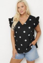 Czarna Bluzka z Wiskozy w Kwiaty Tolamea. Czarne bluzki damskie Born2be, l, bez wzorów, z jeansu, bez kołnierzyka, bez ramiączek. Za 54.99 zł.
