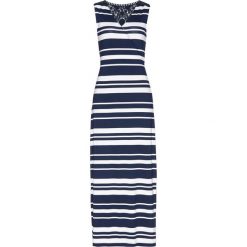 Sukienka shirtowa z koronką bonprix ciemnoniebiesko-biały w paski. Sukienki damskie marki bonprix. Za 129.99 zł.