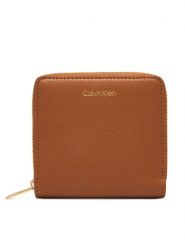 Calvin Klein Portfel LV04F1120G Brązowy. Brązowe portfele damskie Calvin Klein, bez wzorów, ze skóry. Za 249.99 zł.