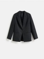 Marynarka z wełną - ciemnoszary. Szare żakiety damskie Reserved, l, bez wzorów, z tkaniny. Za 279.99 zł.